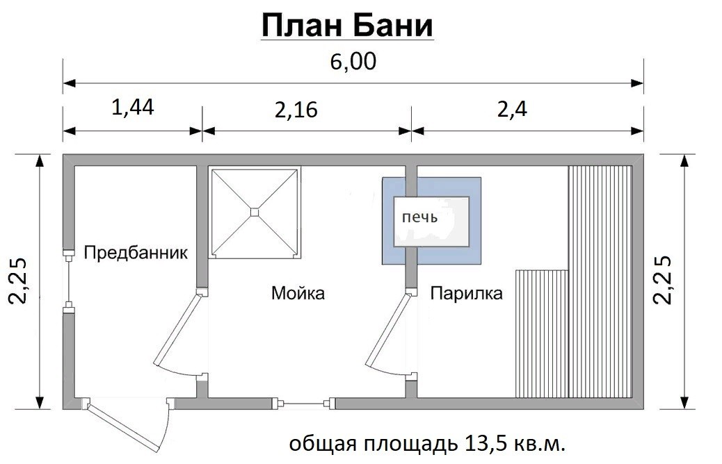 Модульная баня #15. Размером 6Х2,25