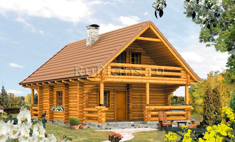 Проект двухэтажного деревянного дома с мансардой 300